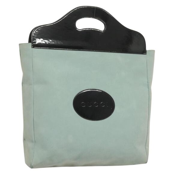 GUCCI Hand Bag Suede Light Blue Black 002 002 - Picture 1 of 16